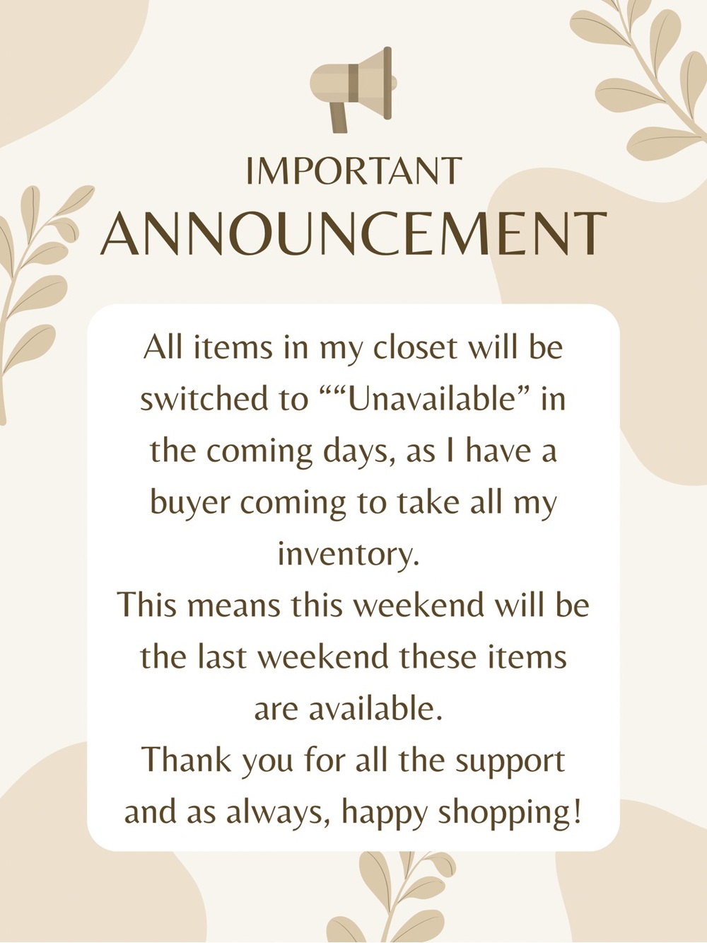 Last Days To Shop!